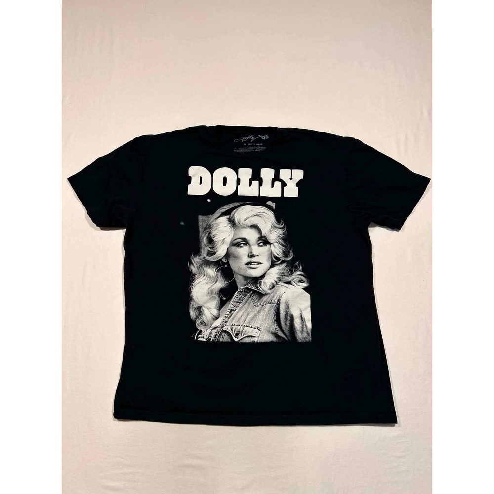 Dolly Parton Graphic T-Shirt Black XL Portrait Country Music Tee Mad Engine